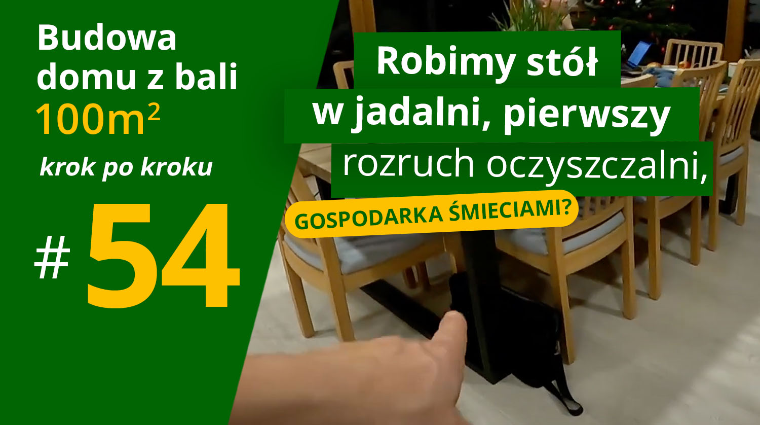 stół w jadalni, rozruch w oczyszczalni,gospodarka śmieciami